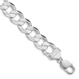 925 White Gold 14 mm Curb Chain Anklet, Polished shown for scale