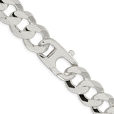 925 White Gold 15.75 mm Curb Chain Necklace, Polished alternate angle