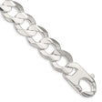 925 White Gold 15.75 mm Curb Chain Anklet, Polished shown for scale