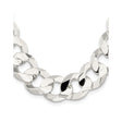 925 White Gold 15.75 mm Curb Chain Necklace, Polished