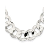 925 White Gold 15.75 mm Curb Chain Necklace, Polished