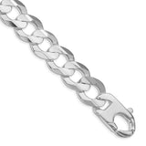 925 White Gold 15.75 mm Curb Chain Bracelet, Polished shown for scale