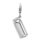 Sterling Silver Green Tea Charm Pendant with Enamel Leaf Accents, Unisex Jewelry