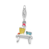 Sterling Silver Charm Pendant with Enamel Retro Table, Lamp, Vase and Bowl Accents