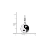 Sterling Silver Yin Yang Pendant with Cubic Zirconia and Enamel, Spiritual Balance Charm