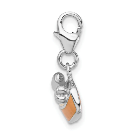 Enamel Dog Bowl Bone Lobster Clasp Charm Pendant in Real 925 Sterling Silver