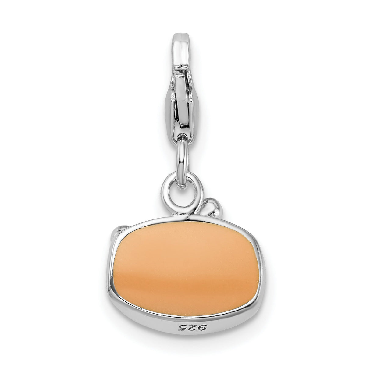 Enamel Dog Bowl Bone Lobster Clasp Charm Pendant in Real 925 Sterling Silver