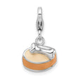Enamel Dog Bowl Bone Lobster Clasp Charm Pendant in Real 925 Sterling Silver