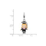 Sterling Silver Graduation Girl Charm Pendant with Cap, Gown, and Diploma Accent