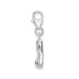 Sterling Silver Music Note Pendant with Multicolor Cubic Zirconia , Charm for Women or Musicians