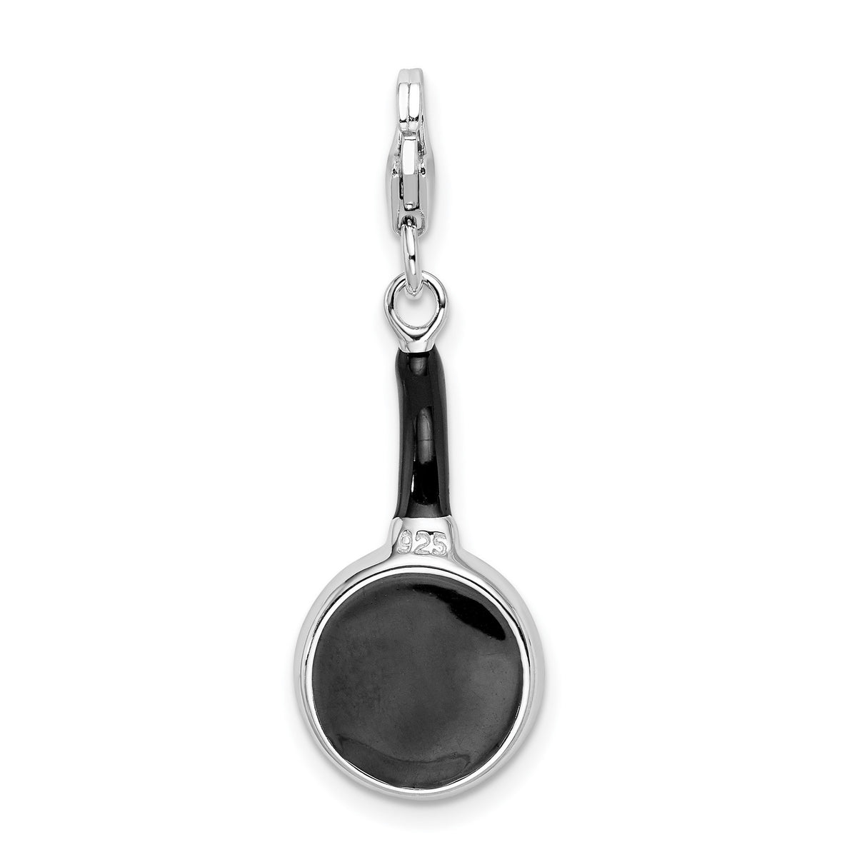 Enamel Frying Pan Food Lobster Clasp Charm Pendant in Real 925 Sterling Silver