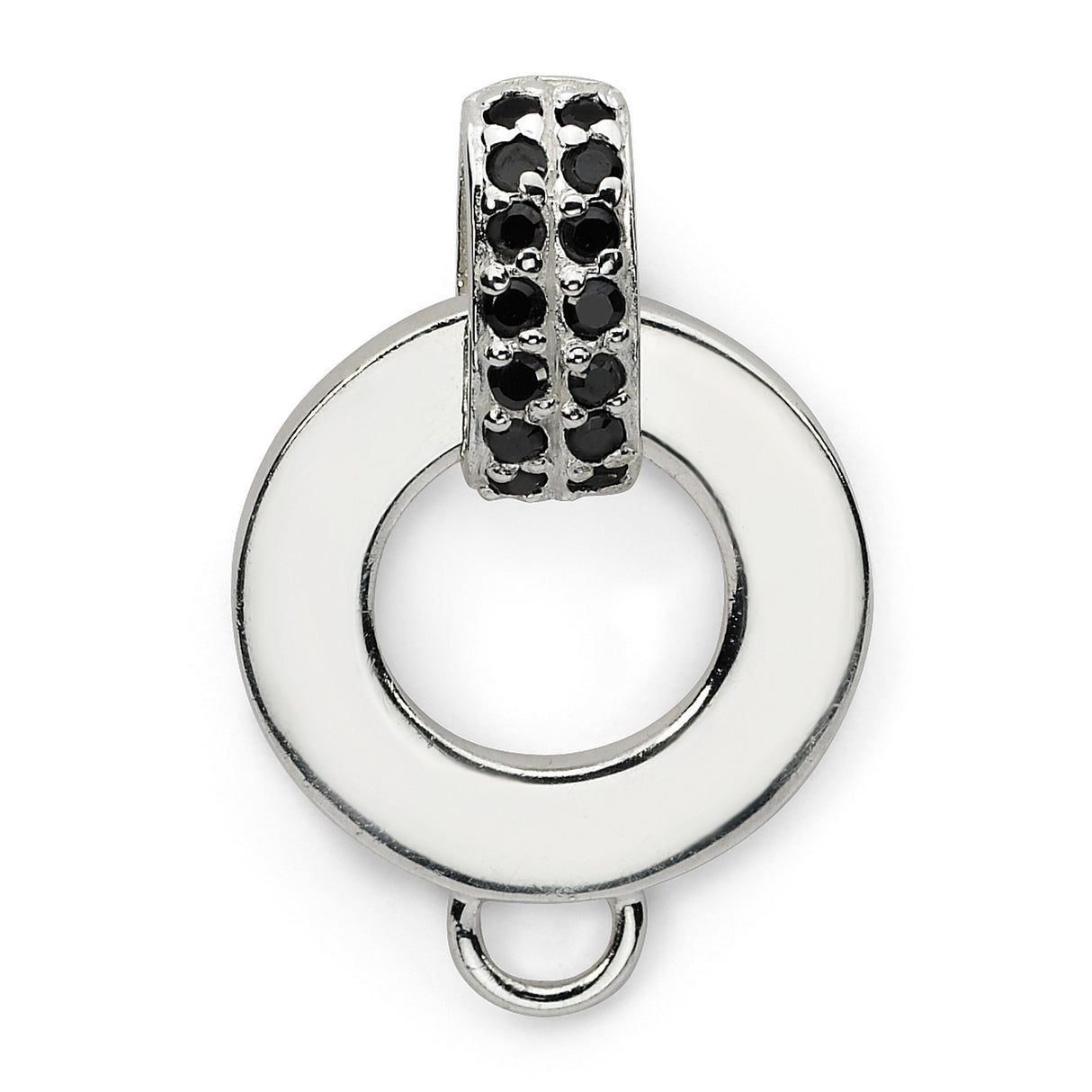 Sterling Silver Circle Pendant with Cubic Zirconia Accents, Open Design, Symbol of Unity and Eternity