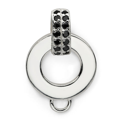 Sterling Silver Circle Pendant with Cubic Zirconia Accents, Open Design, Symbol of Unity and Eternity