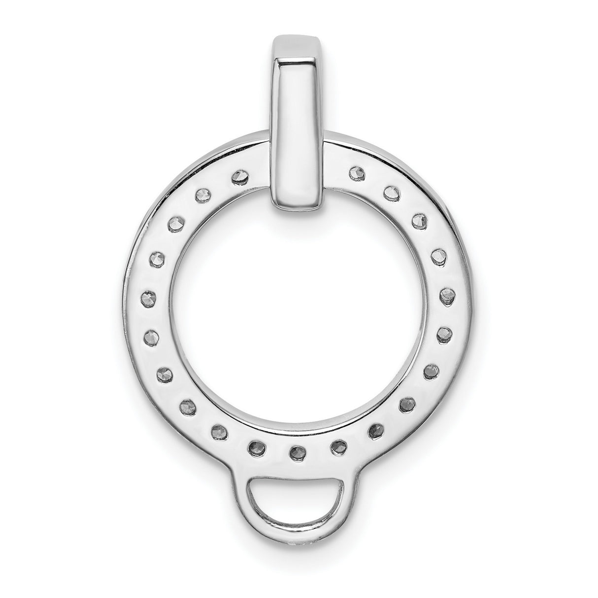 Sterling Silver Circle Pendant with Cubic Zirconia, Open Circle Minimalist Design for Women