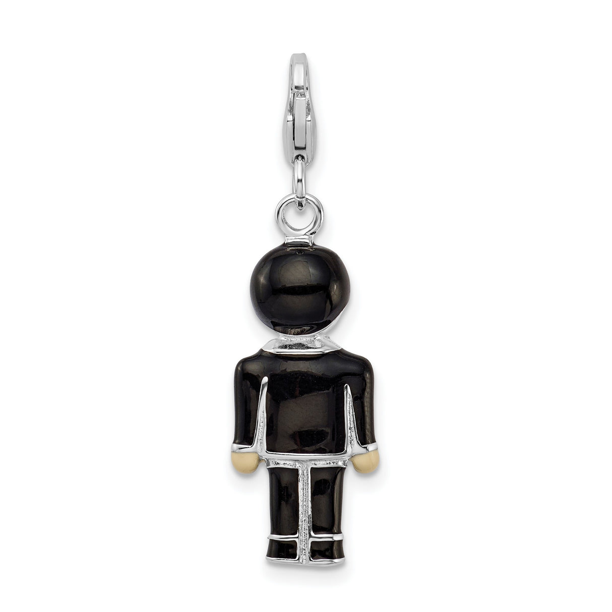 Sterling Silver Groom Charm Pendant with Enamel Tuxedo and Red Bowtie Design