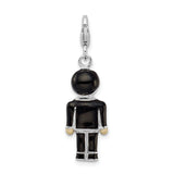 Sterling Silver Groom Charm Pendant with Enamel Tuxedo and Red Bowtie Design