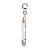 Sterling Silver Baby Bottle Charm with Enamel Letters and Photo Insert, Symbol of Motherhood