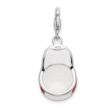 Sterling Silver Charm, Santa Nesting Doll Design with Red Enamel, Christmas Holiday Theme
