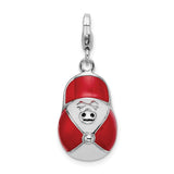 Sterling Silver Charm, Santa Nesting Doll Design with Red Enamel, Christmas Holiday Theme