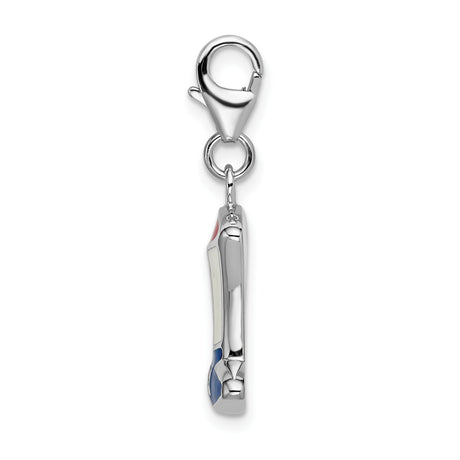 Sterling Silver Patriotic Hat Charm Pendant, Red White and Blue Enamel USA Top Hat Theme