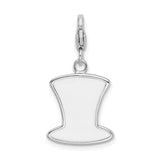 Sterling Silver Patriotic Hat Charm Pendant, Red White and Blue Enamel USA Top Hat Theme