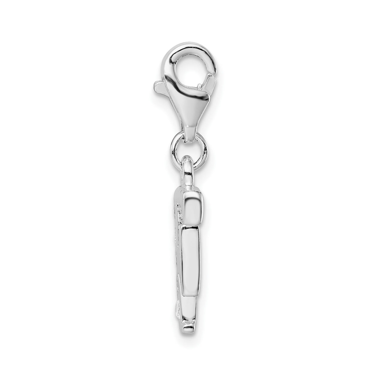 Sterling Silver Letter F Charm Pendant with Cubic Zirconia and Lobster Clasp