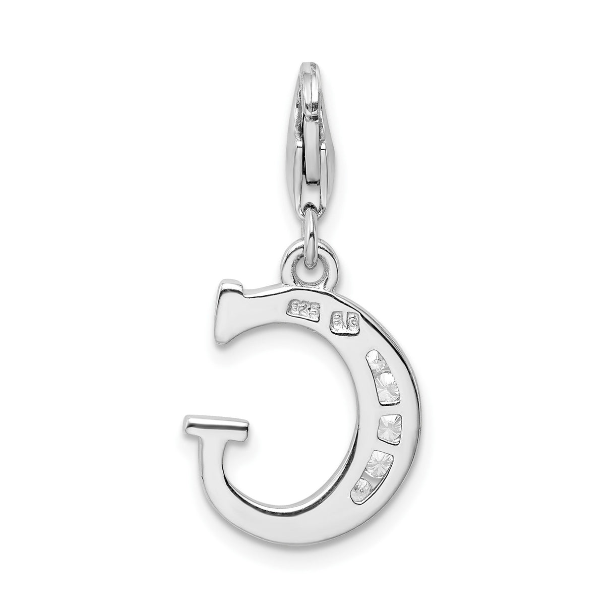 Sterling Silver Letter G Pendant Charm with Cubic Zirconia Accents for Necklace or Bracelet