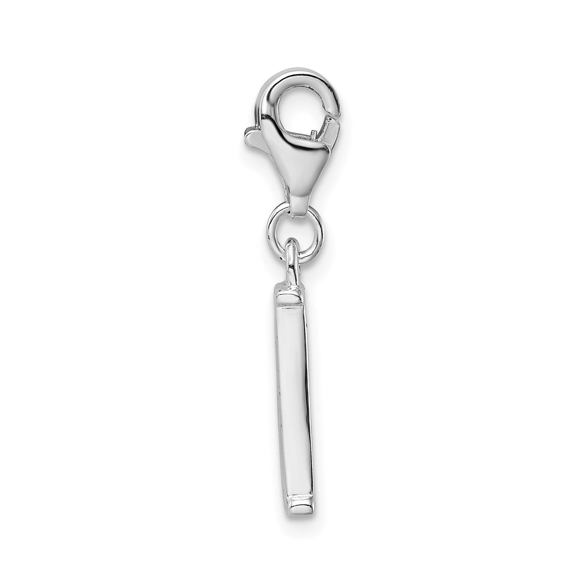 Sterling Silver Letter I Charm Pendant with Cubic Zirconia, Polished Alphabet Design for Women