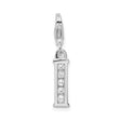 Sterling Silver Letter I Charm Pendant with Cubic Zirconia, Polished Alphabet Design for Women