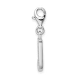 Sterling Silver J Charm Pendant with Cubic Zirconia, Alphabet Initial Jewelry for Women