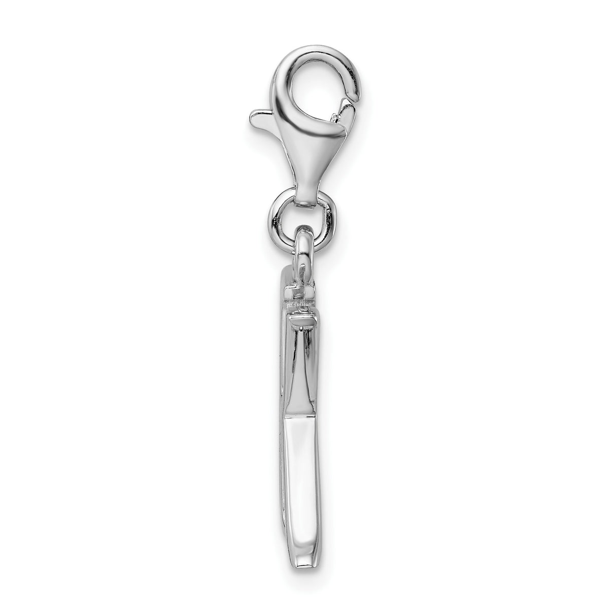 Sterling Silver Letter K Charm Pendant with Cubic Zirconia Accents, Script Initial Design, Lobster Clasp