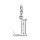 Sterling Silver Letter L Pendant Charm with Cubic Zirconia, Dainty Initial Jewelry for Women