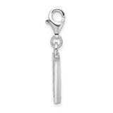 Sterling Silver Letter N Pendant Charm with Cubic Zirconia Accent
