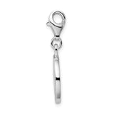 Sterling Silver Letter O Pendant Charm with Cubic Zirconia Accents