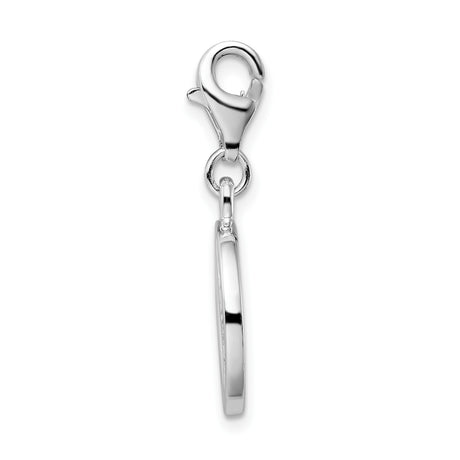 Sterling Silver Letter O Pendant Charm with Cubic Zirconia Accents