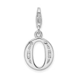 Sterling Silver Letter O Pendant Charm with Cubic Zirconia Accents