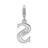 Sterling Silver Letter S Charm Pendant with Cubic Zirconia, Lobster Clasp, Initial Jewelry for Women