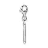 Sterling Silver T Initial Pendant Charm with Cubic Zirconia, Script Letter Design
