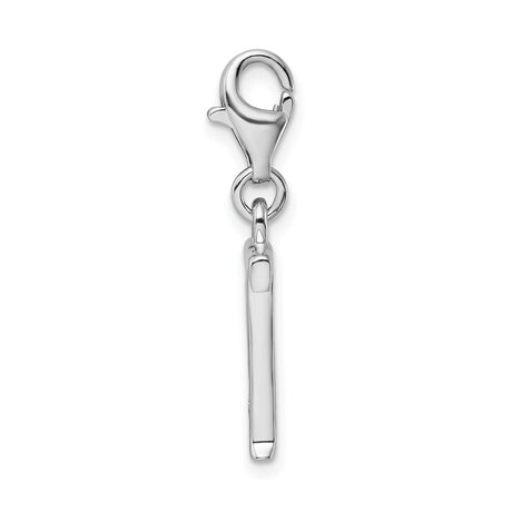 Sterling Silver T Initial Pendant Charm with Cubic Zirconia, Script Letter Design