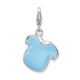 Sterling Silver Charm with Blue Onesie and Letter B, Enamel Baby Boy Pendant for Bracelet