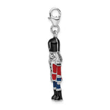 Sterling Silver Charm, Nutcracker Toy Soldier with Enamel, Holiday Christmas Theme