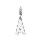 Sterling Silver Initial Pendant Charm with Cubic Zirconia, Letter A, Clip-On Monogram Jewelry