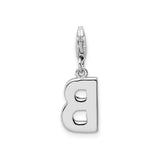 Sterling Silver Letter B Pendant with Cubic Zirconia, Initial Charm for Necklace or Bracelet