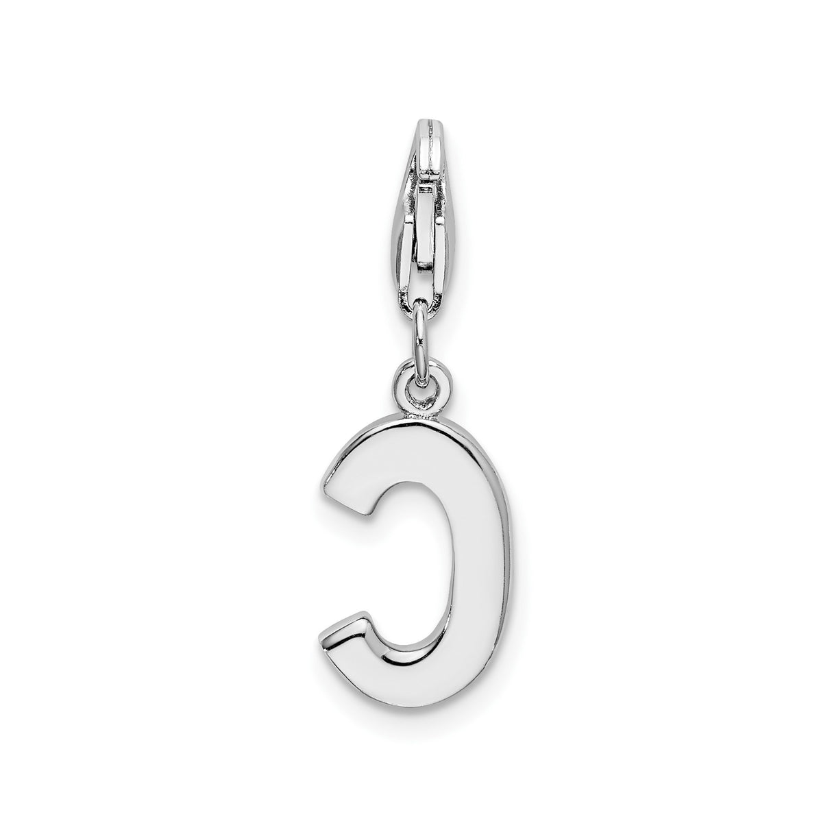 Sterling Silver C Pendant Charm with Cubic Zirconia, Alphabet Letter Jewelry for Women