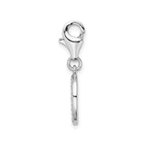 Sterling Silver Charm Pendant with Cubic Zirconia, Letter D Initial, Clip-On Monogram Jewelry