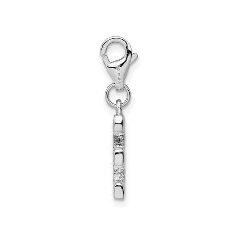 Sterling Silver Letter E Pendant with Cubic Zirconia Accents, Polished Finish