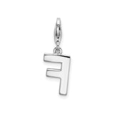 Sterling Silver Letter F Charm Pendant with Cubic Zirconia, Alphabet Initial Jewelry