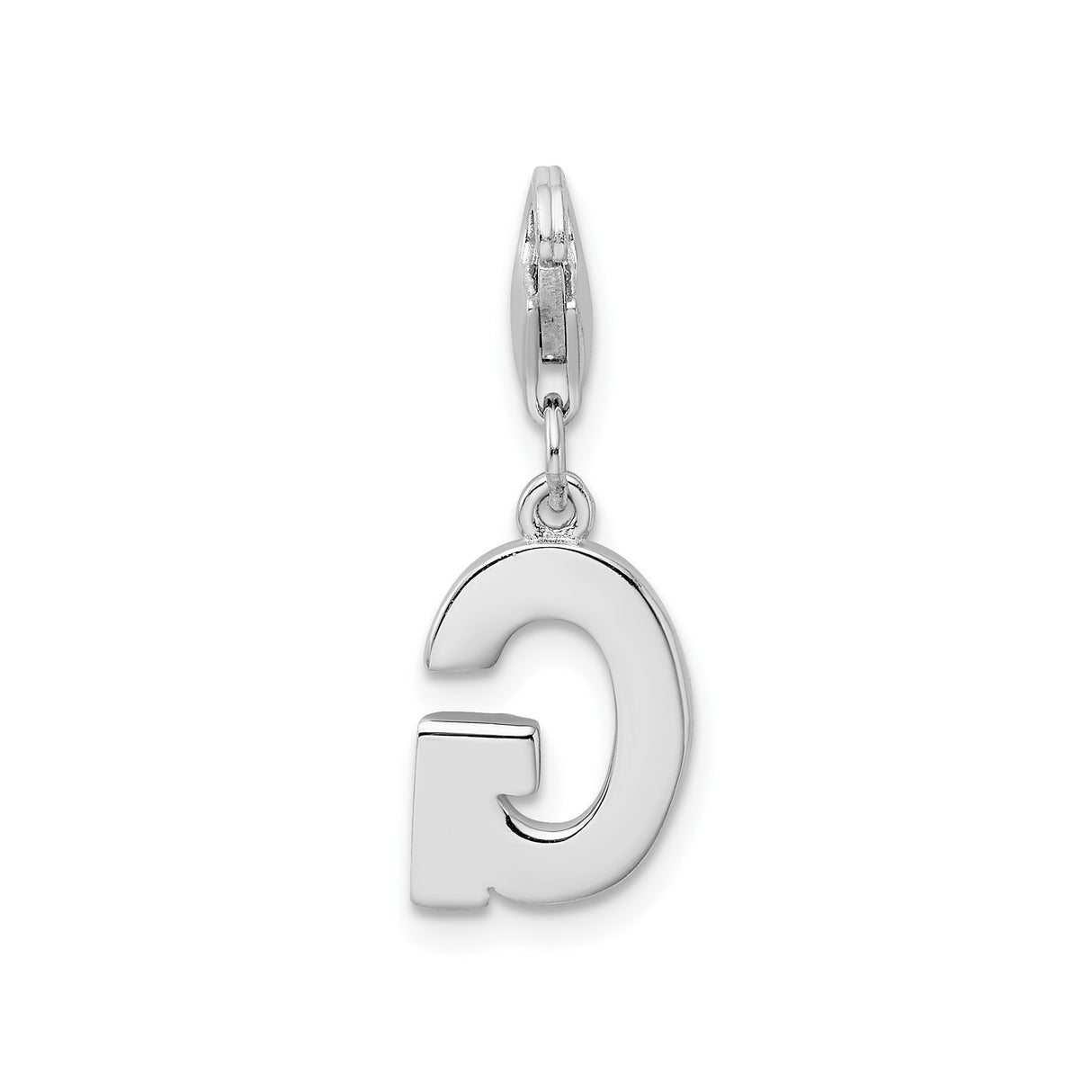 Sterling Silver Letter G Pendant Charm with Cubic Zirconia , Alphabet Initial Jewelry