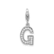 Sterling Silver Letter G Pendant Charm with Cubic Zirconia , Alphabet Initial Jewelry