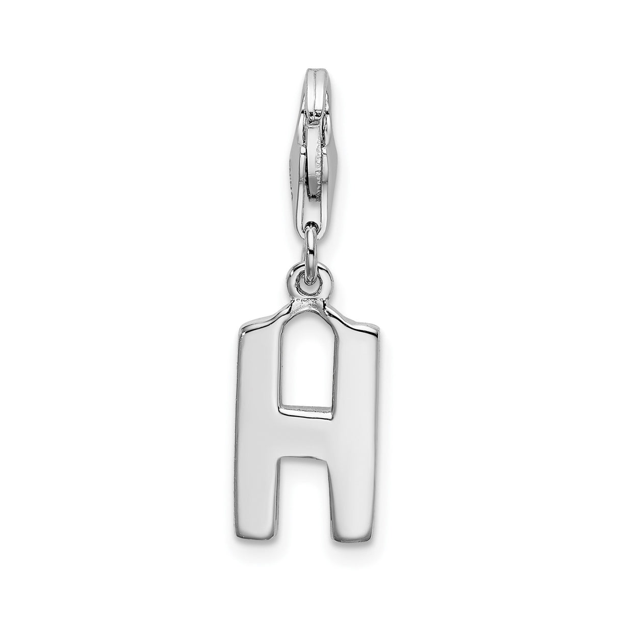 Sterling Silver Letter H Pendant Charm with Cubic Zirconia, Initial Jewelry for Women or Unisex Wear